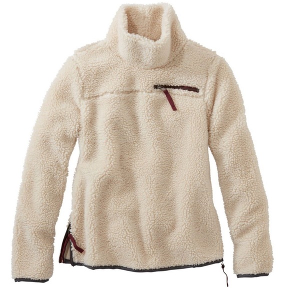 L.L. Bean Tops - L.L. BEAN SIGNATURE Mock Neck Cream Sherpa Fleece Pullover Size Small